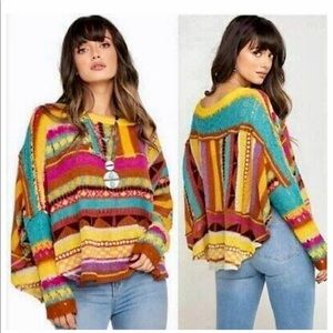 Free People December Skies Poncho Fun Multicolor
